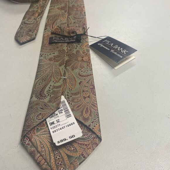 JoS.A.BANK Signature Collection Gray Gold Paisley Silk Tie New With Tags - Picture 11 of 11